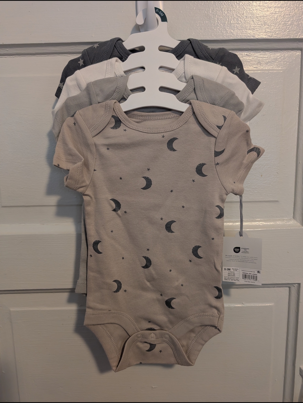 cloud island Gender Neutral Plain & Celestial Print Bodysuit 4 Pack 0-3 Month